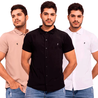 Camisa Casual Tecnológica Slim Fit Malha Fria em Viscose Não Amassa - Não é Poliéster