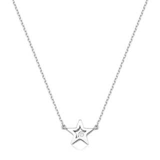 Colar Estrela com Diamante Delicado em Ouro Branco 18k em Oferta na Shopee