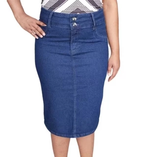 saia jeans cintura alta lançamento 2023 moda evangélica cód.1520