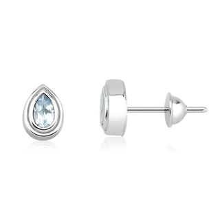 Brinco com Topázio Sky Gota em Ouro Branco 18k em Oferta na Shopee