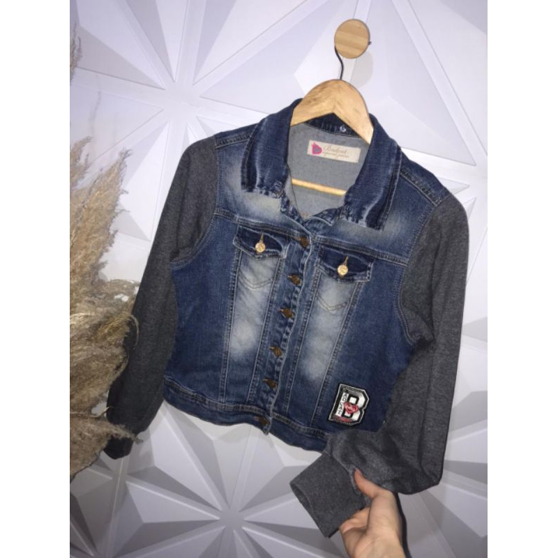 jaqueta jeans com moletom bad cat