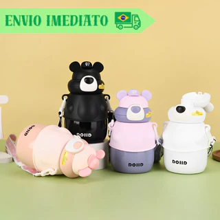 Garrafa Com Canudo Infantil Térmica e Alça de Transporte Com Capacidade de 500ml Garrafinha Infantil