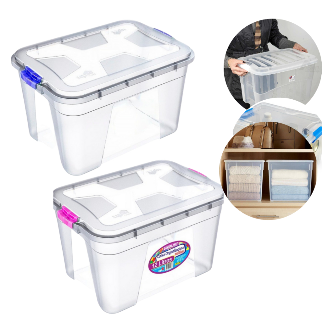 Caixa organizadora multiuso transparente - 6, 10, 12, 20, 56 Litros - variação, vários tamanhos