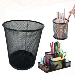 Kit Escritório Lixeira e Porta Lápis e Organizador de Metal Aramado