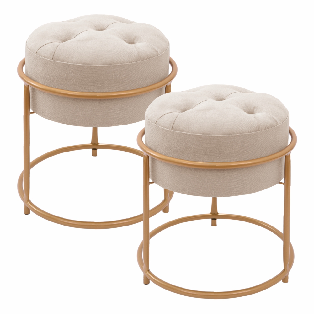 Kit 2 PUFF dourado modelo capitonê - sentar, decorar | Shopee Brasil