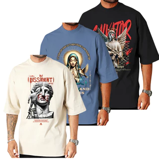Camiseta Masculina Oversized Larga Alongada Malha Algodão Gola Alta Estilosa