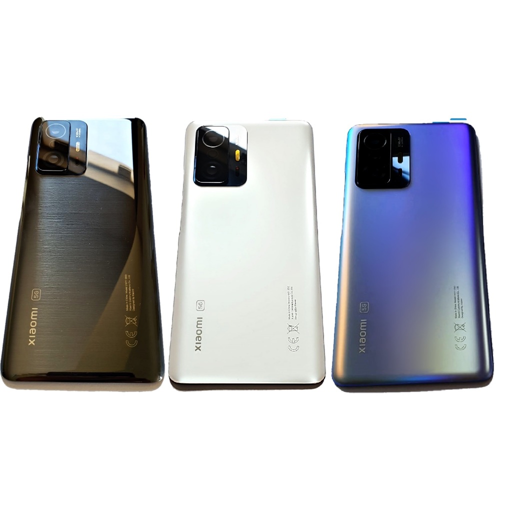 Tampa traseira para Xiaomi 11T 21081111RG​ / Xiaomi 11T Pro 2107113SG​, Fundo de vidro com escrita + LENTE