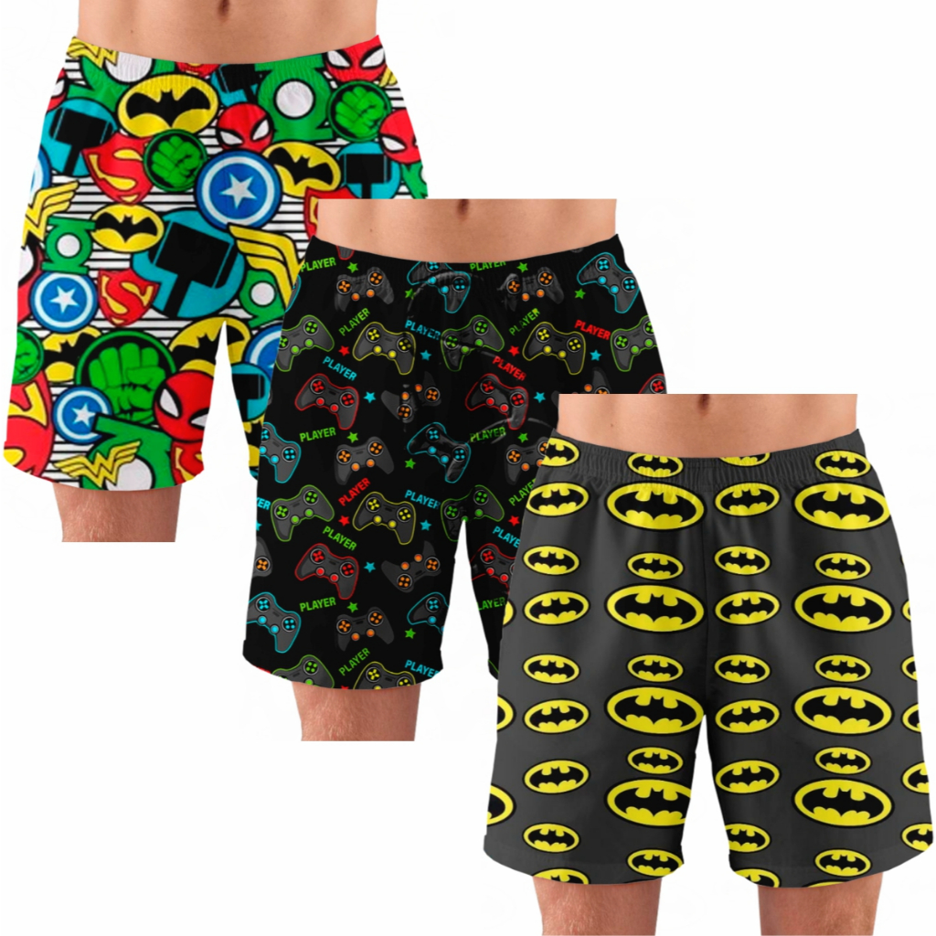 kit 4 Samba Canção /Pijama Masculino Short para Dormir Super Confortável