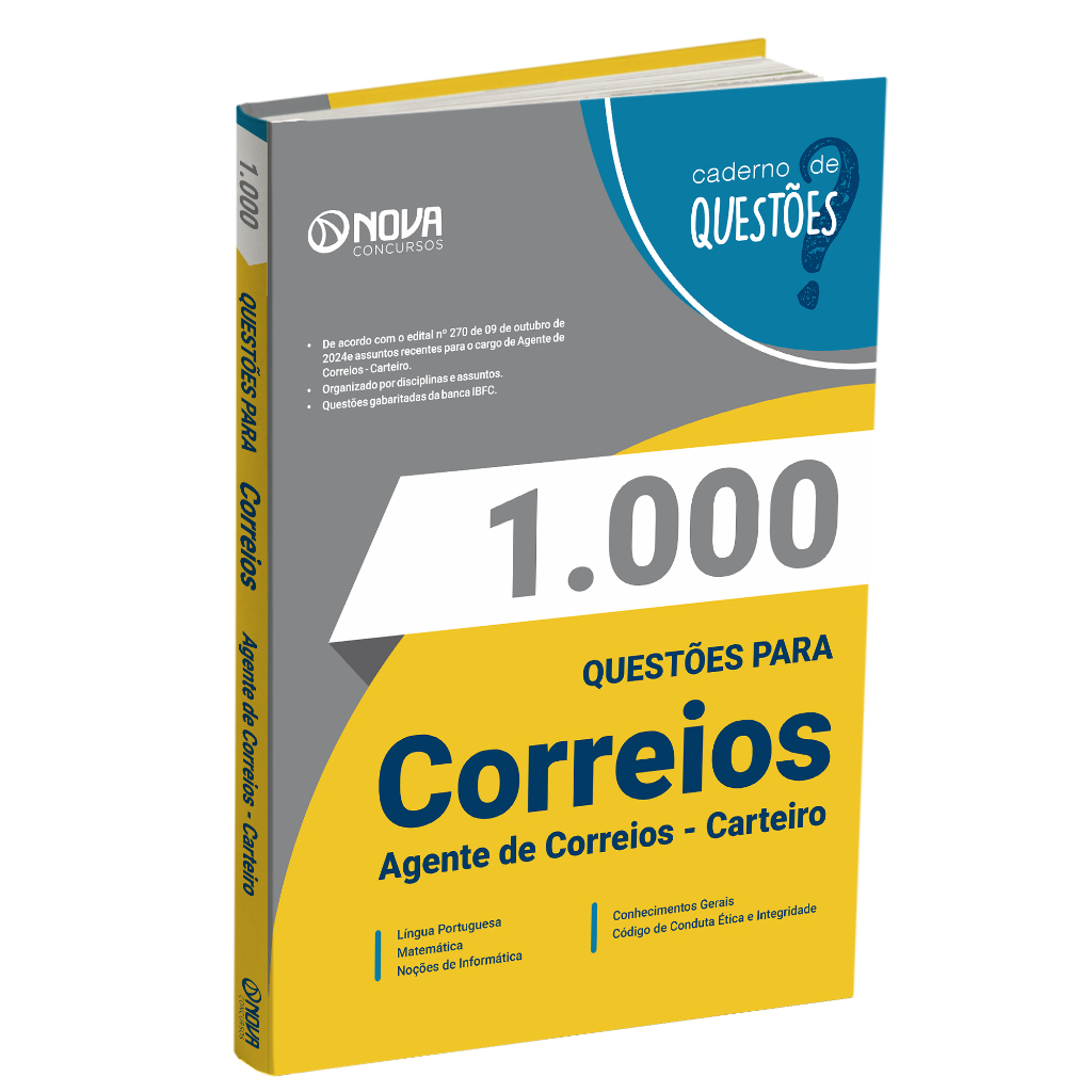 Livro 1.000 Questões Gabaritadas Correios - Agente De Correios ...