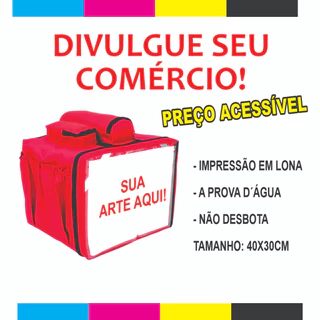 Propaganda para bag de entregador tamanho 40x30