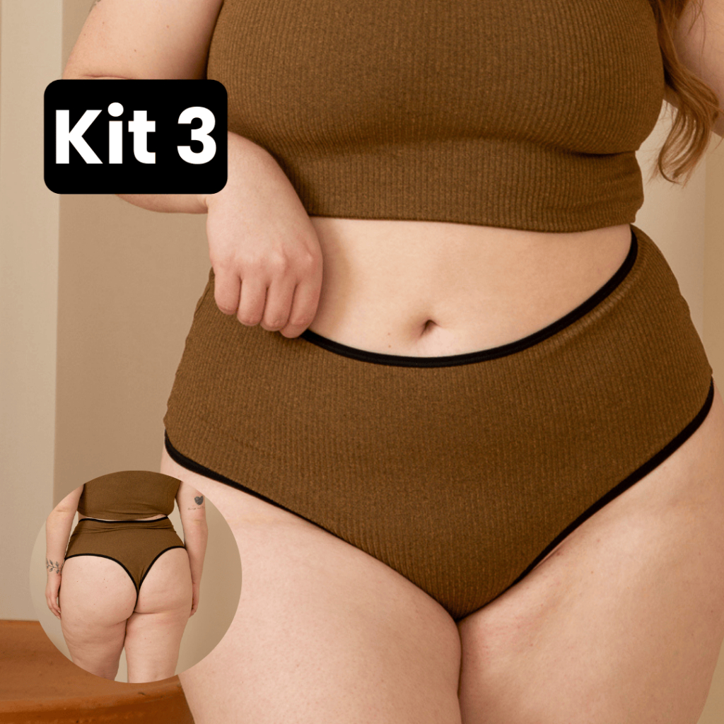 KIT 3 Calcinha Max Plus Size Tanga Feminina Atacado