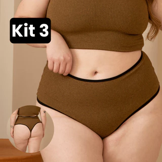 KIT 3 Calcinha Max Plus Size Tanga Feminina Atacado