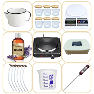 kit Premium para Iniciante de Velas com Cera de coco e Fogão 1boca