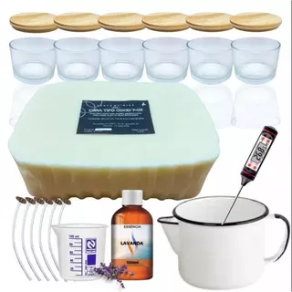 kit completo para iniciante velas Cera de Coco C/Pote de Patê ( sem balança)