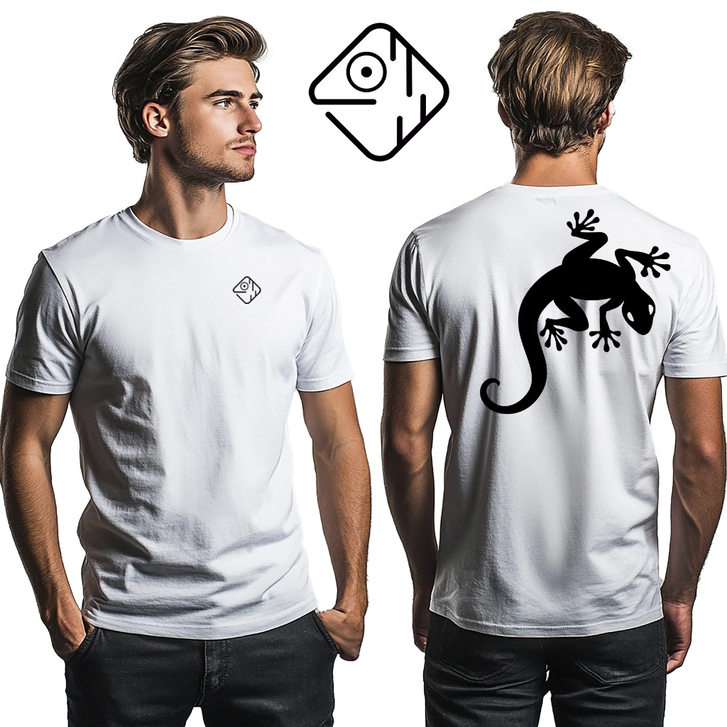 Camiseta Unissex Salamandra Negra Camiseta Branca Cor Variadas Casual Confortável 100% Algodão