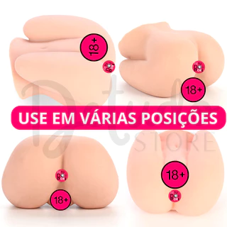 Masturbador Masculino Realista 2 Orifícios em Silicone Cyberskin Macio Borracha Ânus Vagina