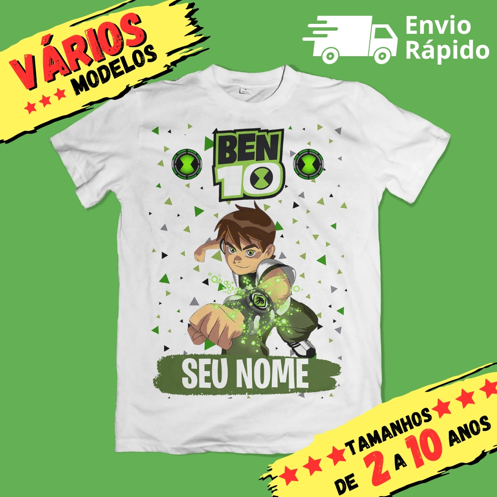 Camiseta Infantil Unissex Ben 10 Personalizada com nome (opcional) 9 Modelos