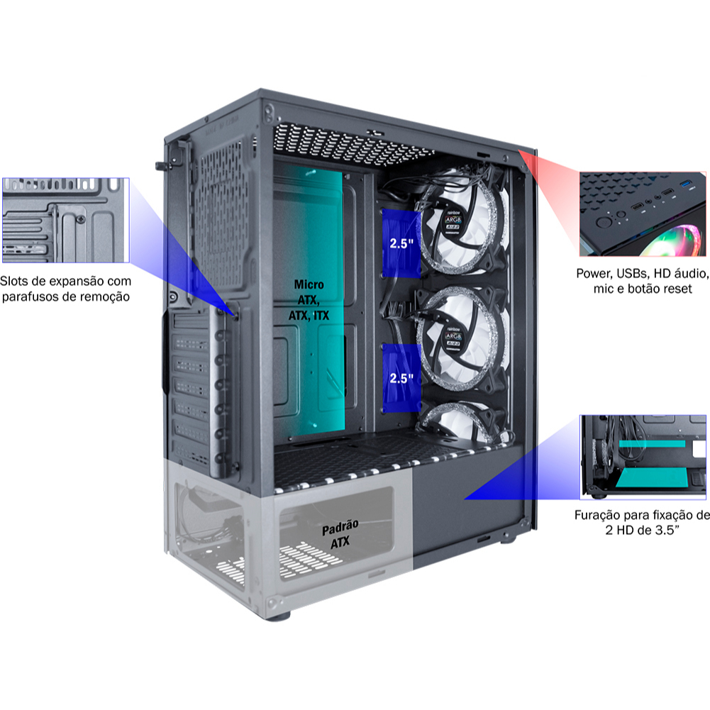 Pc Gamer RGB Completo Intel Core I7 3.6ghz / GeForce GTX 4gb Ddr5