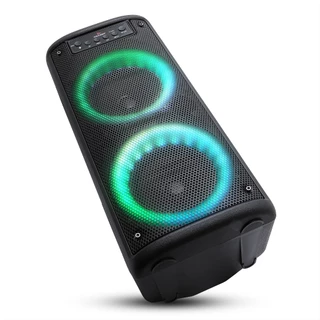 Caixa de Som Bluetooth Grande Grasep Amplificada P2 FM Torre Painel Led RGB Aux P10 Microfone 2 Alto Falante