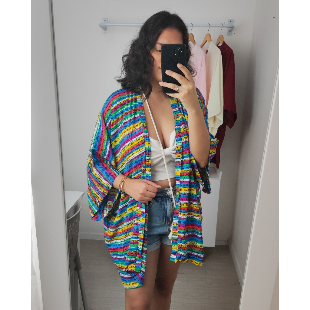 Kimono feminino cardigan estampado colorido, quimono saída de