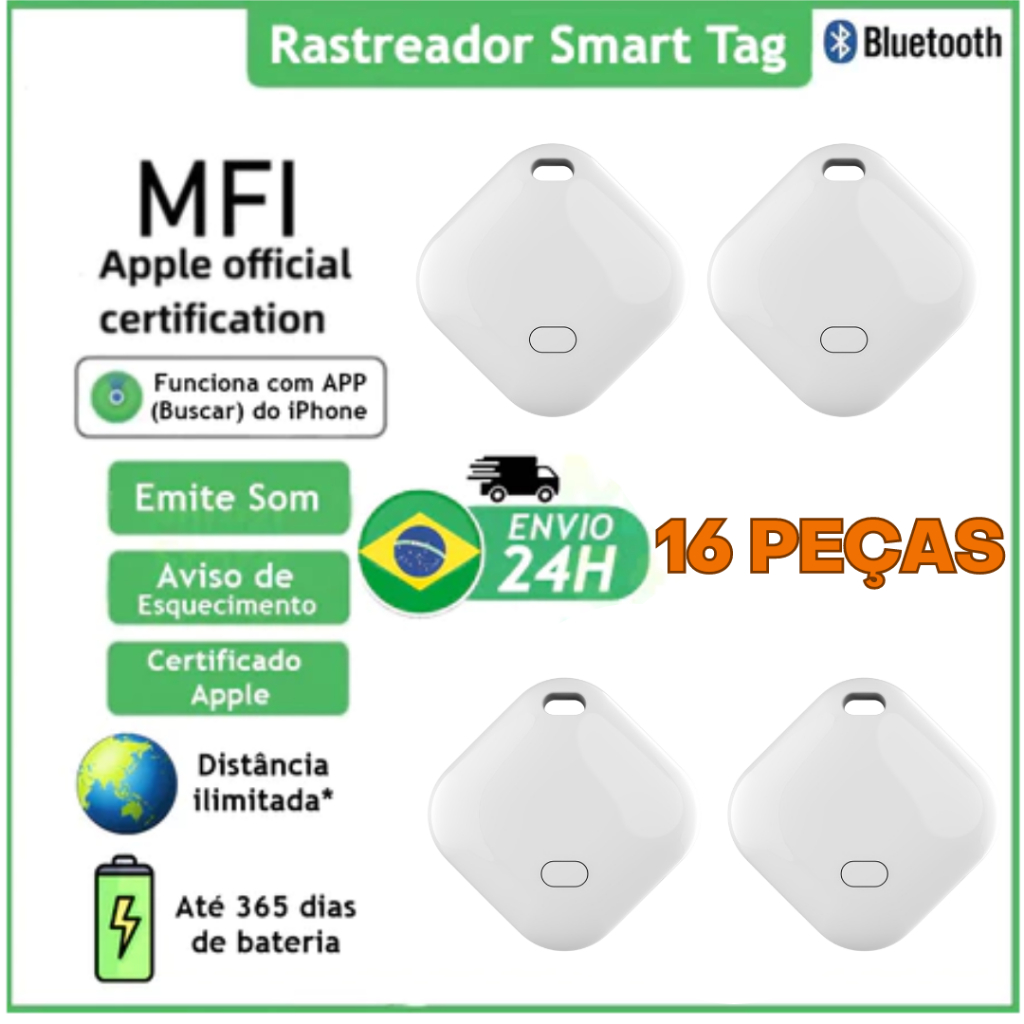 Rastreador Smart Tag para iPhone Certificado MFI iOS App Buscar GPS 16 ...