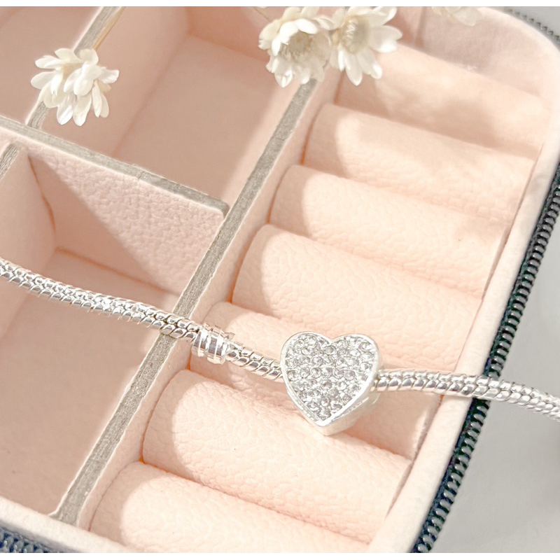 Berloque Coração Cravejada a prata 925 life charm