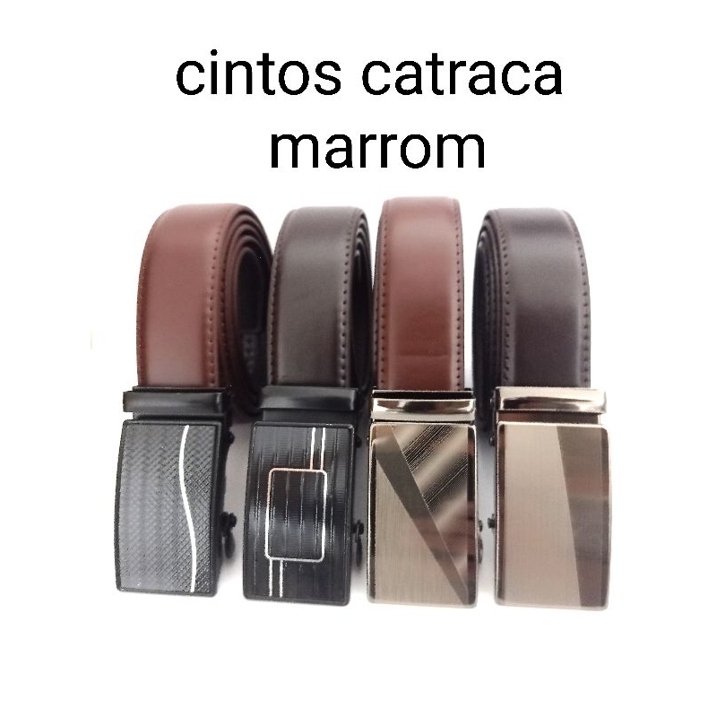 Cinto social masculino com 1,20 cm luxo couro sintético com catraca