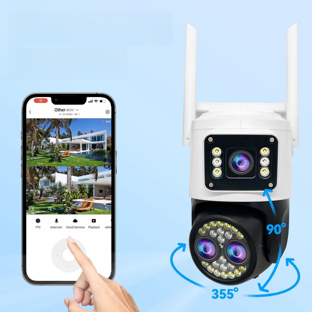 Câmera De Segurança Lente Dupla ICSEE IP66 Wi-Fi 360° Sensor Movimento Visão Noturna 2 em 1 Fixa + Giratória Envio Imediato