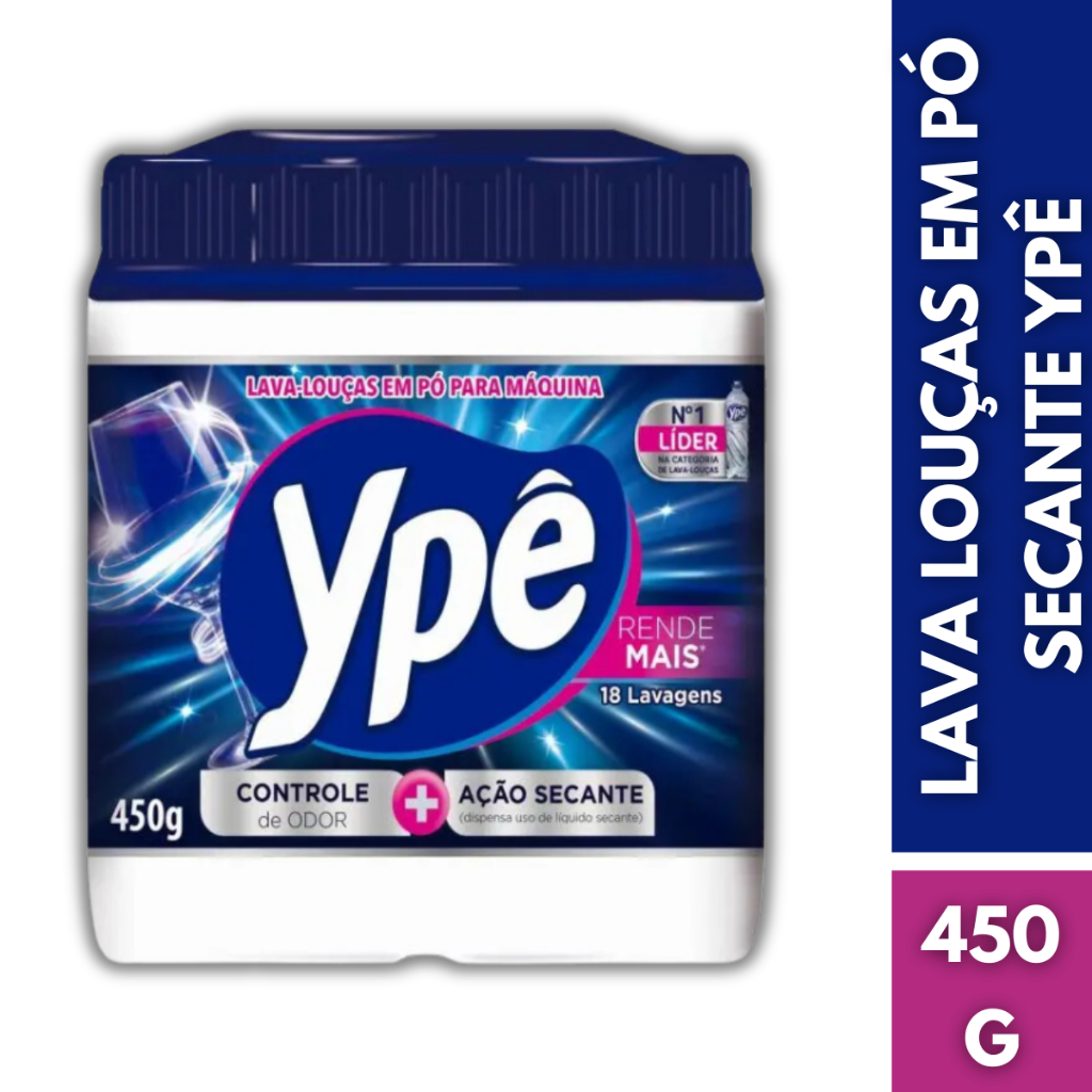 Ypê Detergente Em Pó Maquina Lava Louças Secante Sabão 450g | Shopee Brasil