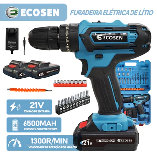 Parafusadeira 2 Baterias 21v Furadeira Maleta 28pcs Cor Preto/azul 110V/220v