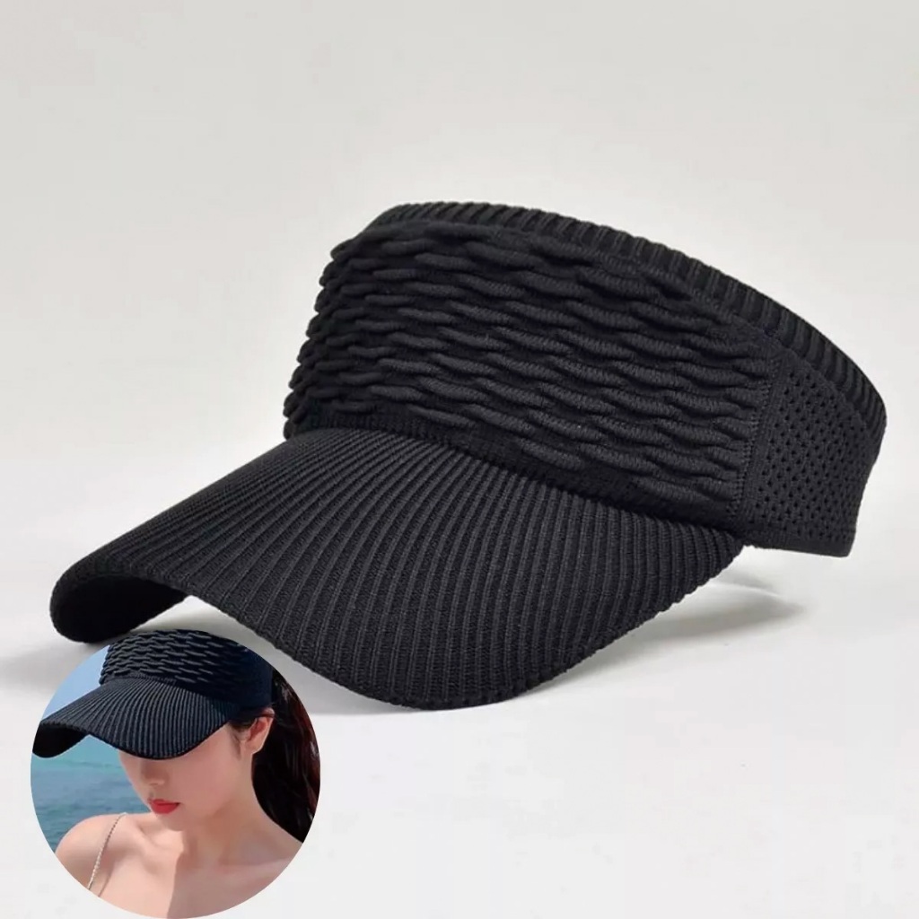 Chapéu/Boné Feminino De Aba Longa Respirável Viseira Em Cor Lisa
