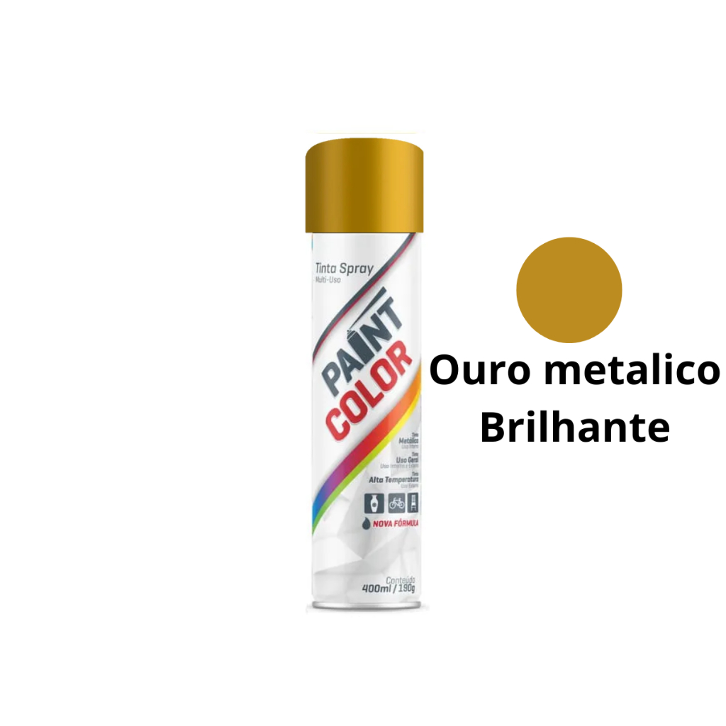 Tinta Spray Ouro Met Brilhante Paintcolor Uso Geral 250ml. | Shopee Brasil
