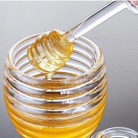 Meleira Porta Mel de Vidro Com Pegador Cristal 210ml Colméia