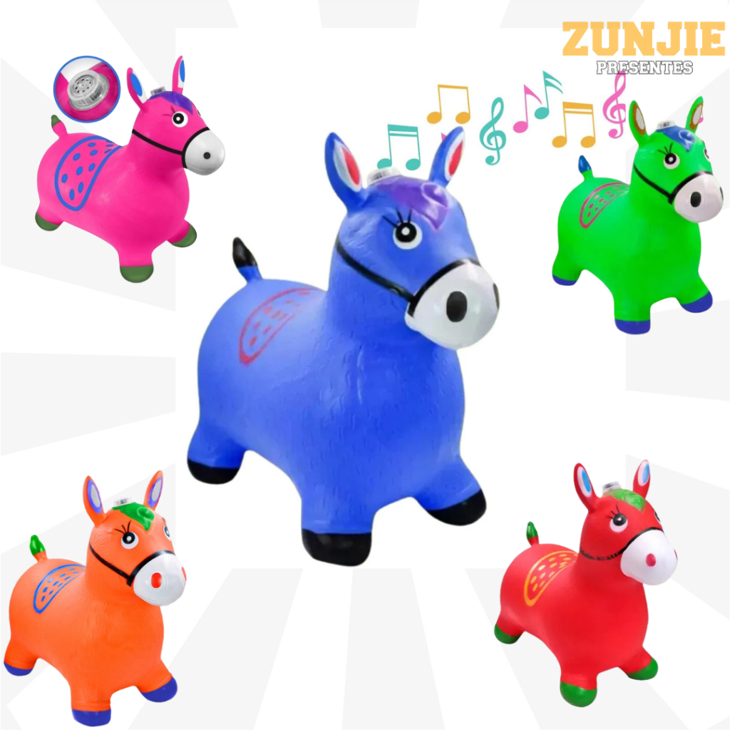 Cavalinho Upa Upa inflavel Pocoto Brinquedo Pula Pula Musica Infantil Com Musica e Led