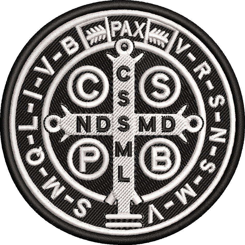 Patch Bordado Medalha De São Bento Moto Clube Militar Rel3 Fundo preto ...