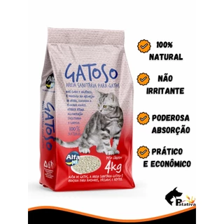 Areia Sanitária Gatoso para Gatos Elimina Odores 4kg, 12kg ou 20kg Super Premium - Envio Imediato