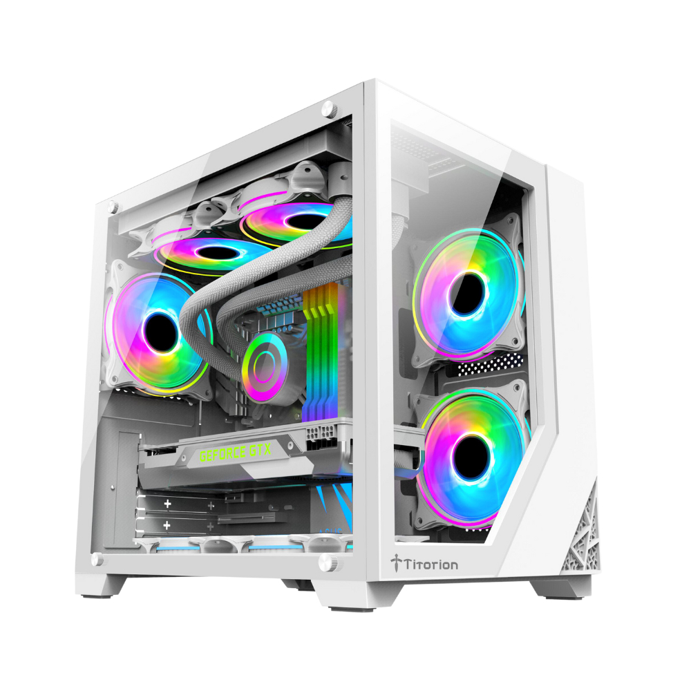 Gabinete Pc Gamer Aquário Vidro Preto Branco Titorion