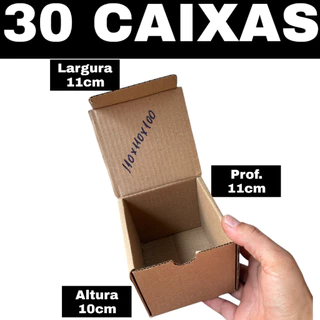 30 Caixas de Papelão 11x11x10cm Modelo Montável Estilo Sedex Ecommerce Envios