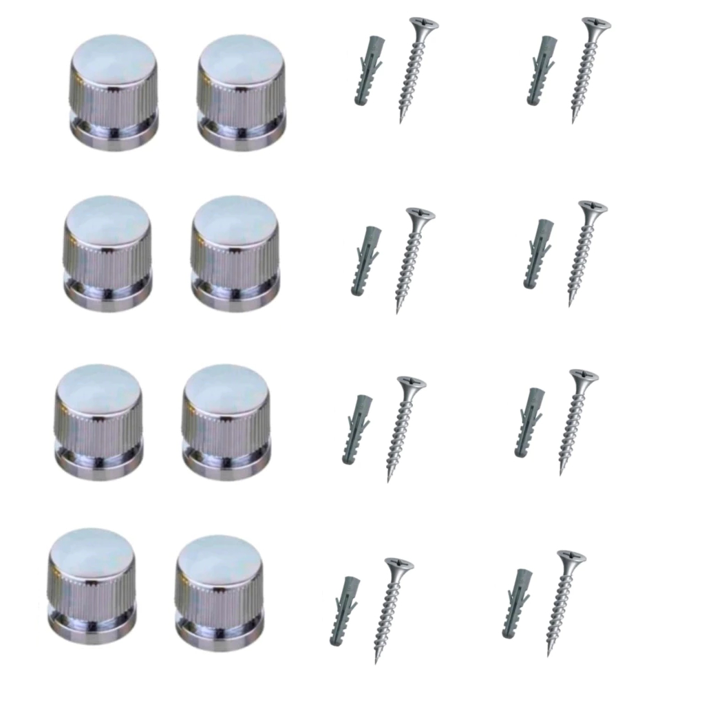 kit 8 unidades Botão Francês de Metal para fixação de espelho