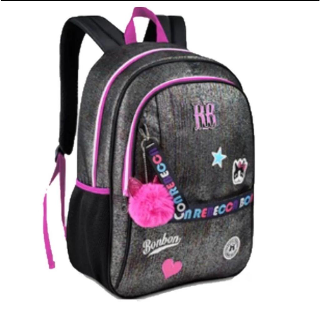 Mochila RB Original Feminina Escolar Juvenil Brilho Linda | Shopee Brasil