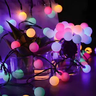 Pisca De Natal Cordao Varal 40 Bolinhas /40 Árvores Led Fio Preto Colorido 98505