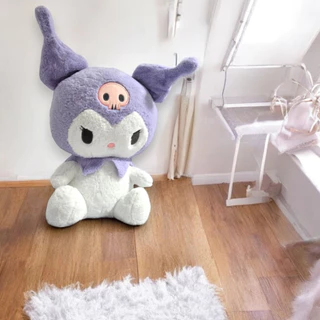 Boneca de Pelúcia Kuromi 45cm, Super Macia, Zíper Para Limpeza, Hello Kitty Criança Feliz Presentes.