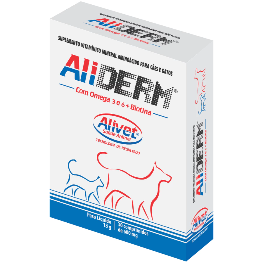 Alivet Aliderm Omega 3 8 6+biotina 30cpr para Cães