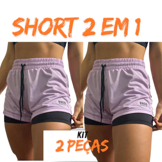 kit 2 Short Feminino Dryfit Bermuda com compressão Para Academia, Corrida, Caminhada, Muay Thai