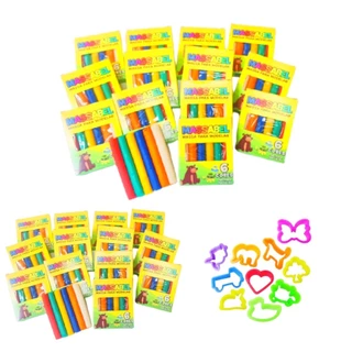 25 Massinha Modelar + 25 Giz de Cera + 25 Colorir + 25Cortador p/ Kit Festa Lembrancinha Infantil