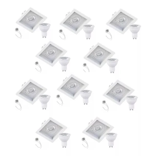 Spot Embutir Dicroica recuado quadrado com lâmpada Led Mr16 Gu10 KIT 10 , 15 , 20