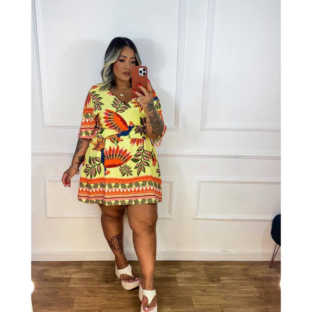 Vestido Curto Inspiração Farm Plus Size | Shopee Brasil