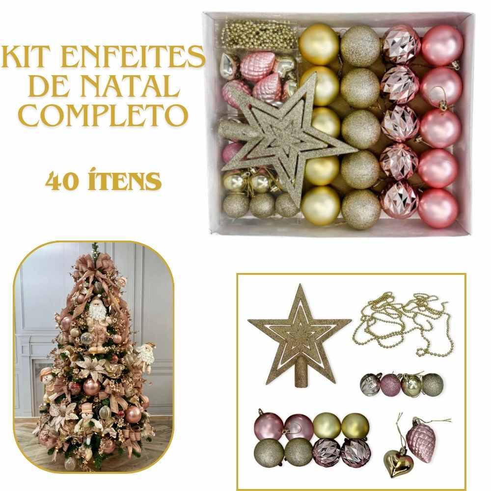 Kit Enfeites de Natal completo 40 peças ítens de decoração bolas ...