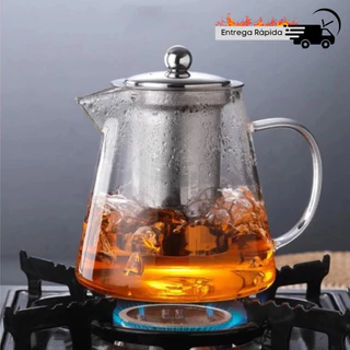 Chaleira De Vidro Borossilicato Bule Com Infusor Inox Para Chá 750ml