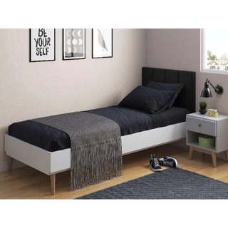 Cabeceira Estofada 0,90 x 55 Dobrável Dubai Cama Solteiro Box Preto Suede